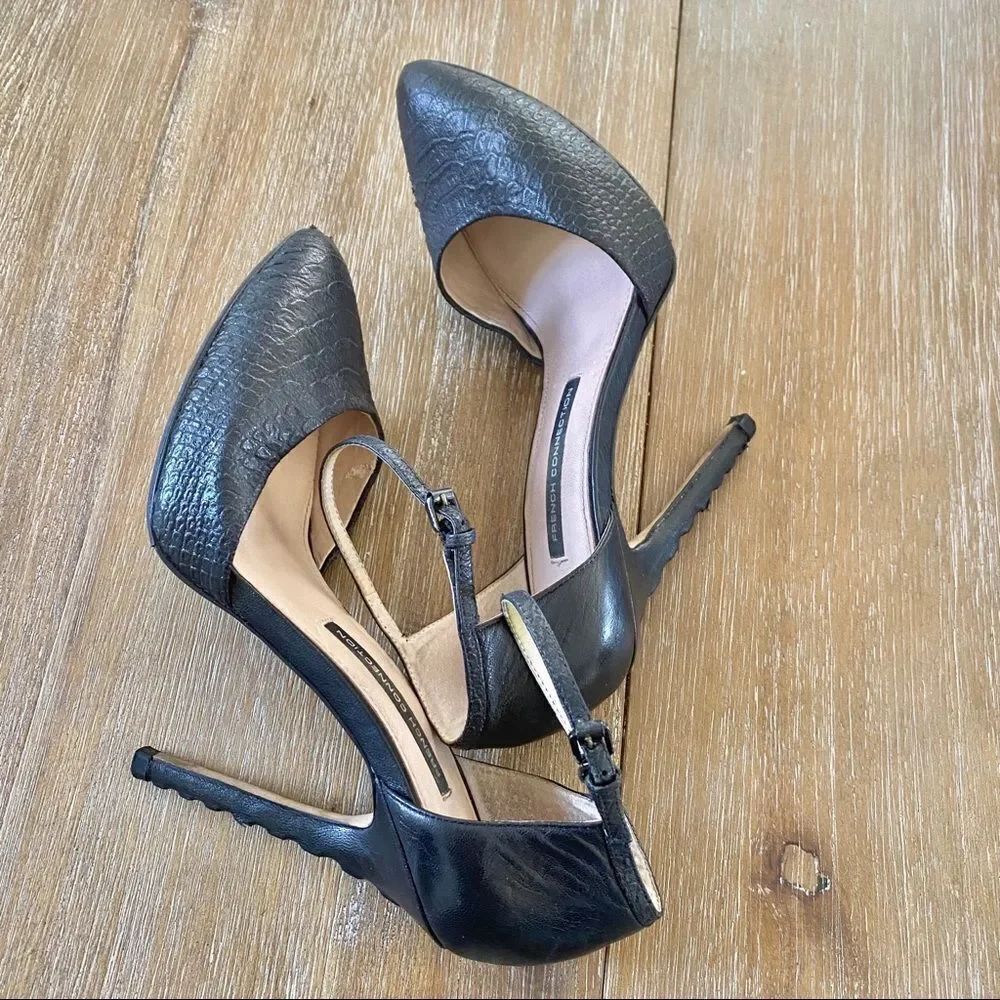 French Connection Catia black snake print pump 9